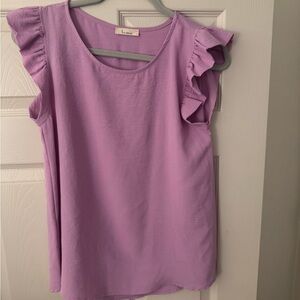 LOFT Lilac Ruffle Sleeve Blouse